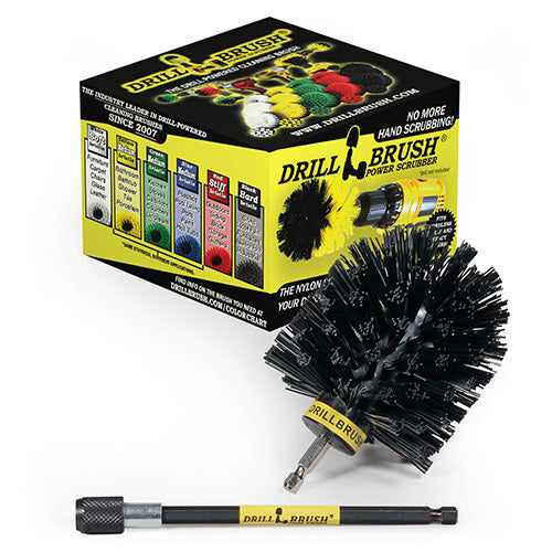 Original Black Brush & 5in Ext. - Ultra Stiff - Heavy Duty Cleaning & Paint Removal | O-S-K-5X-QC-DB