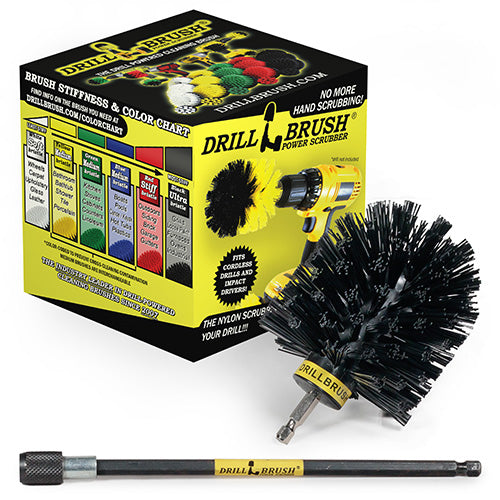 Original Black Brush & 7in Ext. - Ultra Stiff - Heavy Duty Cleaning & Paint Removal | O-S-K-7X-QC-DB