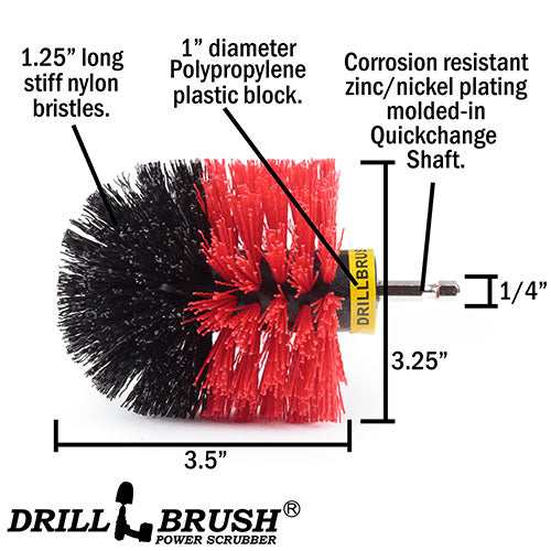 Original Red Brush - Stiff Bristles - Bullet Shaped - Masonry & Lawn Furniture | O-S-R-QC-DB
