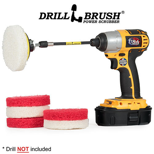 4in Scrubbing Pad Kit w/ 5in Extension - Very Soft & Moderate - Glass & Stainless Steel Cleaning | P4-2WR-4V-5X-QC-DB