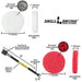 Specs for the Drillbrush 3 Soft White & 3 Moderate Red 4 inch Scrubbing Pads and 5 inch extension Kit.