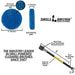 Specs for the Drillbrush 6 Stiff Blue 4 inch Scrubbing Pads and 5 inch extension Kit.