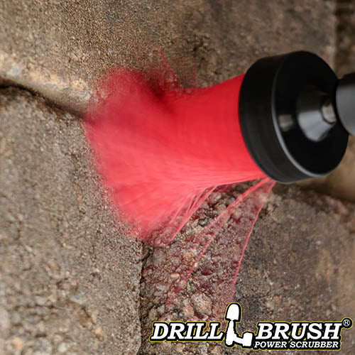 1in Red Brush - High Stiffness - Long Bristles - Outdoor & Patio Spot Cleaning | 1in-L-R-QC-DB