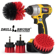 Drillbrush 42OS-2L Stiff Red Outdoor & Patio Brush Kit with an Original brush in a cordless drill.