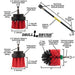 Specs for the Drillbrush 2 inch Short, 2 inch Long, and Mini Red Stiff Outdoor & Patio Brush Kit, as well as a 7 inch extension.