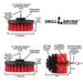 Specs for the Drillbrush 4 inch, 5 inch, and Original Red Stiff Outdoor & Patio Brush Kit.