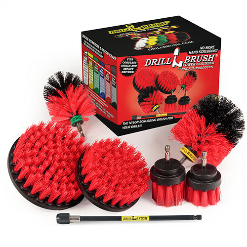 Ultimate Red Brush Kit w/7in Ext. - Stiff  - Patio & Outdoor | R-542OMS-2L-7X-QC-DB