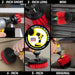 Action shots of a Stiff Red Original brush cleaning deck steps, a Stiff Red 2 inch Short Drillbrush cleaning an outdoor railing, a Stiff Red 2 inch Long Drillbrush cleaning a window frame, a Stiff Red Mini Drillbrush cleaning shutters, a Stiff Red 4 inch Drillbrush cleaning vinyl siding, and a Stiff Red 5 inch cleaning a deck.
