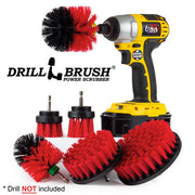 Drillbrush 542OMS-2L Stiff Red Outdoor & Patio Brush Kit with an Original brush in a cordless drill.