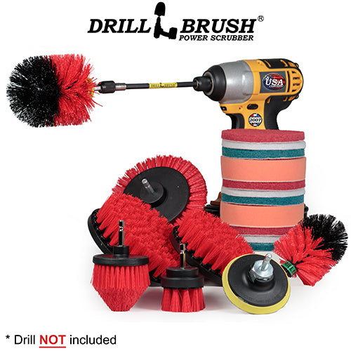 21-piece Red Brush Kit - Stiff Bristles | R-E542OMCS-P4-3WRB-2F-3V-5X-QC-DB