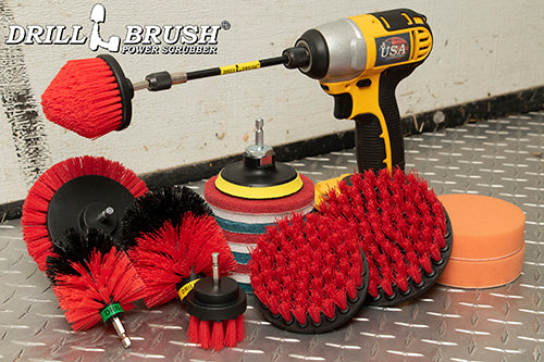 21-piece Red Brush Kit - Stiff Bristles | R-E542OMCS-P4-3WRB-2F-3V-5X-QC-DB