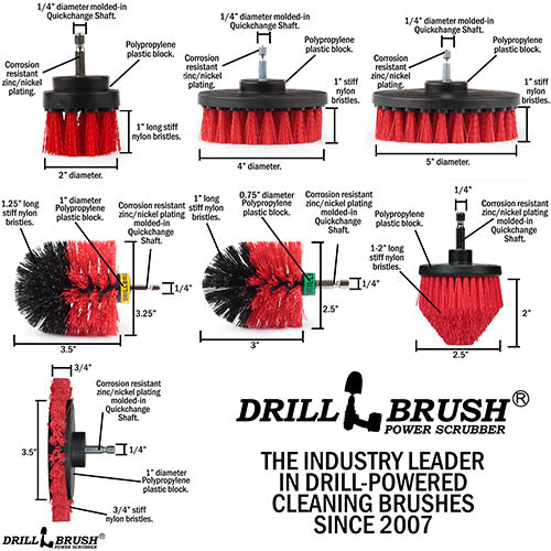 21-piece Red Brush Kit - Stiff Bristles | R-E542OMCS-P4-3WRB-2F-3V-5X-QC-DB