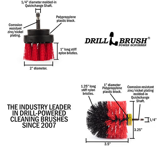 Original & 2in Red Brushes - Stiff - Outdoor & Patio Cleaning | R-S-2O-QC-DB