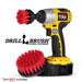 Drillbrush 42 Stiff Red Outdoor & Patio Brush Kit with a 2 inch Short brush in a cordless drill.