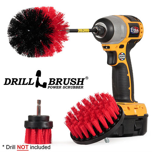 Original, 4in, & 2in Red Brushes w/5in Ext. - Stiff - Patio & Outdoor | R-S-42O-5X-QC-DB