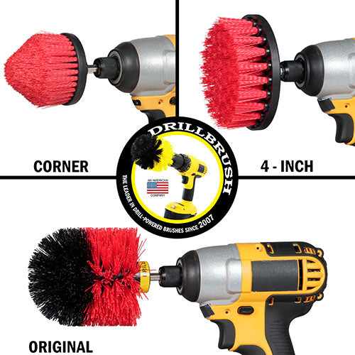 Original, 4in, and Corner Red Brushes - Stiff Bristles - Outdoor & Patio Cleaning | R-S-4CO-QC-DB
