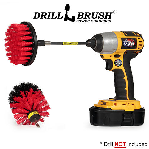 Original & 4in Red Brushes w/5in Ext. - Stiff Bristles - Patio & Outdoor | R-S-4O-5X-QC-DB