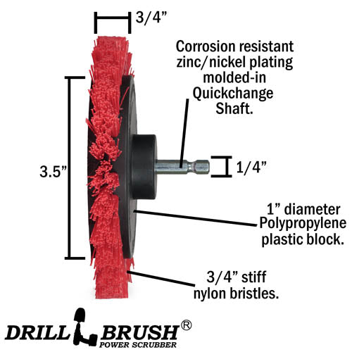 Specs for the Drillbrush Red Stiff Outdoor & Patio Edge Brush.