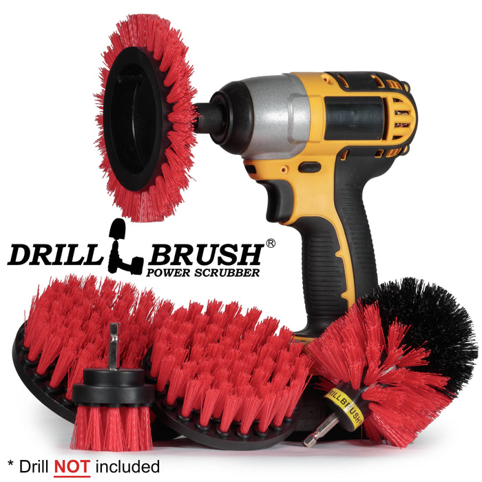 Edge, Original, 5in, 4in, & 2in Red Brushes - Stiff Bristles - Outdoor & Patio | R-S-E542O-QC-DB