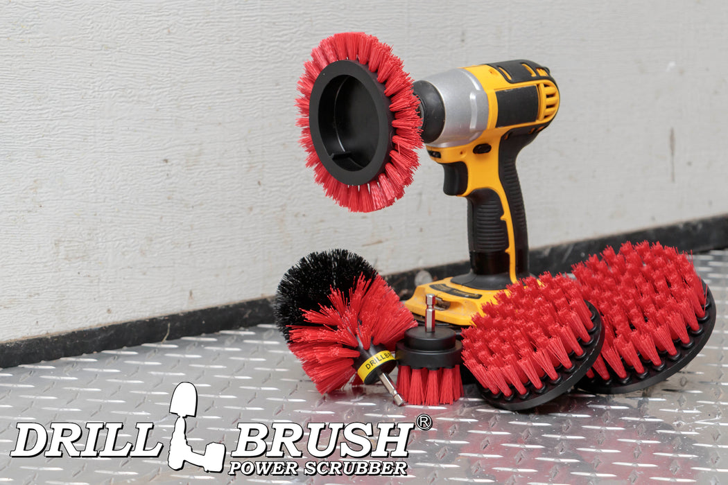 Edge, Original, 5in, 4in, & 2in Red Brushes - Stiff Bristles - Outdoor & Patio | R-S-E542O-QC-DB