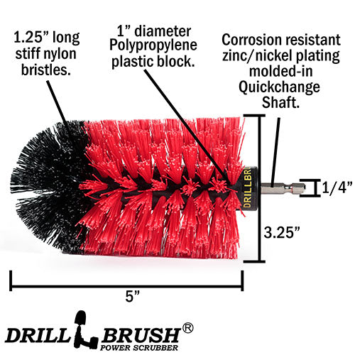 Jumbo Original Red Brush - Stiff Bristles - Bullet Shaped - Masonry & Lawn Furniture | J-S-R-QC-DB