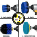 The Medium Blue 2 inch Short, 4 inch, and Original brushes, as well as the Stiff Blue 4 inch Pad in cordless drills.