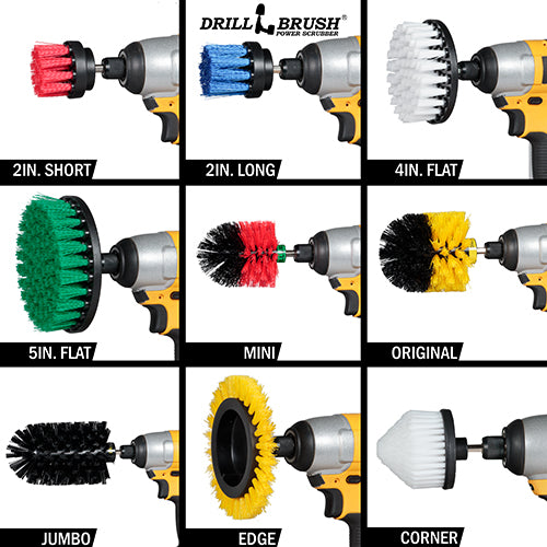 9-piece Variety Brush Kit - Every Stiffness - All Purpose Cleaning | YEO-G5-W4C-R2M-KJS-B2L-QC-DB