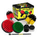 The Drillbrush 542OMS-2L-7X Variety Brush Kit in front of the box it comes in.