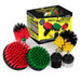 The Drillbrush 542OMS-2L Variety Brush Kit in front of the box it comes in.