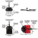 Specs for the Drillbrush Soft White 2 inch Short, Ultra Stiff Black 2 inch Long, and Stiff Red Mini brushes.