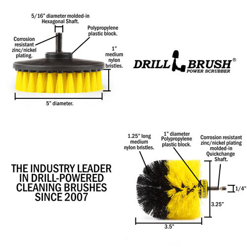 Drillbrush 3 Pc. Bathroom Accessories Cleaning Set, Clean Tile & Grout, Shower Cleaning Supplies, Y-S-42J-QC-DB