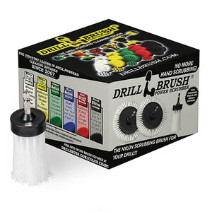 1in White Brush - Soft Stiffness - Long Bristles - Home & Auto Spot Cleaning | 1in-L-W-QC-DB