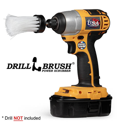 1in White Brush - Soft Stiffness - Long Bristles - Home & Auto Spot Cleaning | 1in-L-W-QC-DB