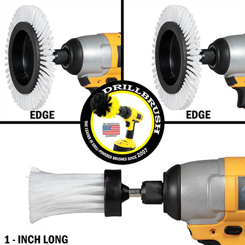 Edge x2 and 1 inch Long White Brushes - Soft Bristles - Home & Auto Cleaning | W-EES-1L-QC-DB