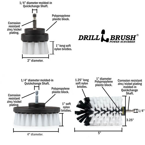 Specs for the Drillbrush 42J Soft White Home & Auto Brush Kit.