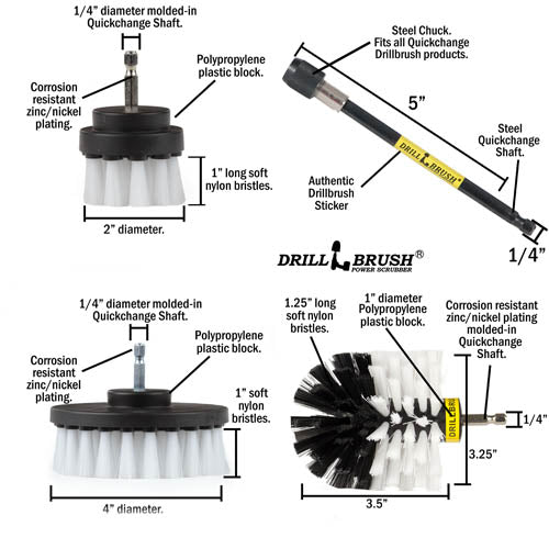 Specs for the Drillbrush 42O-5X Soft White Home & Auto Brush Kit.
