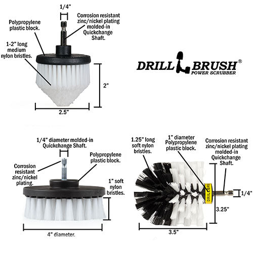 Original, 4in, and Corner White Brushes - Soft Bristles - Home & Auto Cleaning | W-S-4CO-QC-DB