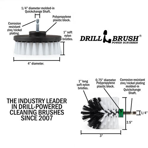 4in-S-W-QC-DB  Drill Brush Soft White Brush - Short Bristles - Home & Auto  – Drillbrush