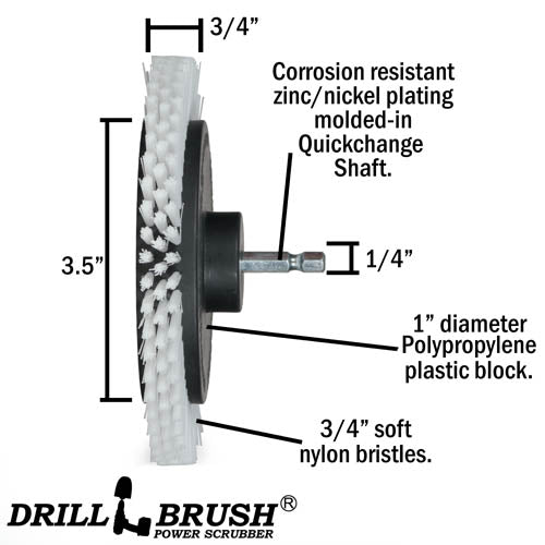 Specs for the Drillbrush Soft White Home & Auto Edge Brush.