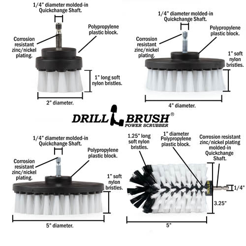 Specs for the Drillbrush E542J Soft White Home & Auto Brush Kit.