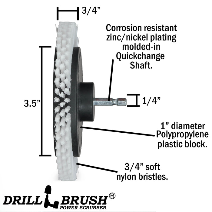 Edge, Original, 5in, 4in, & 2in White Brushes - Soft Bristles - Home & Auto | W-S-E542O-QC-DB
