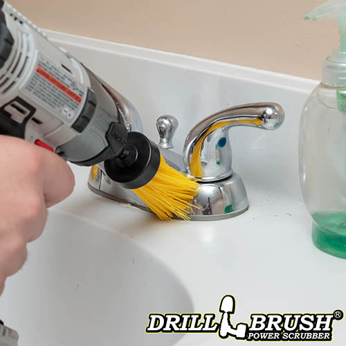 1in Yellow Brush - Medium Stiffness - Long Bristles - Bathroom Spot Cleaning | 1in-L-Y-QC-DB