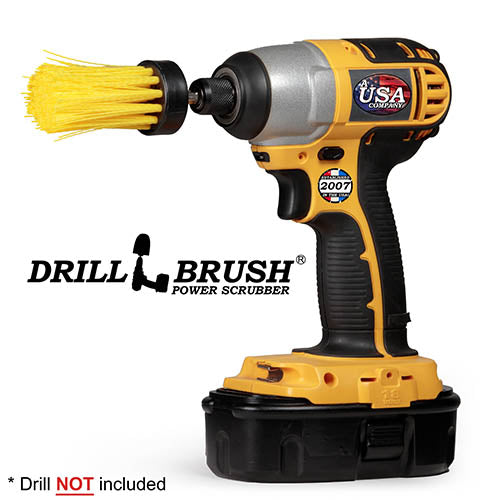 1in Yellow Brush - Medium Stiffness - Long Bristles - Bathroom Spot Cleaning | 1in-L-Y-QC-DB