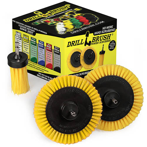 Edge x2 and 1 inch Long Yellow Brushes - Medium Bristles - Bathroom Cleaning | Y-EES-1L-QC-DB