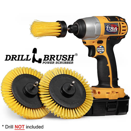Edge x2 and 1 inch Long Yellow Brushes - Medium Bristles - Bathroom Cleaning | Y-EES-1L-QC-DB