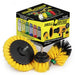 The Drillbrush EMS-2L Medium Yellow Bathroom Brush Kit in front of the box it comes in.