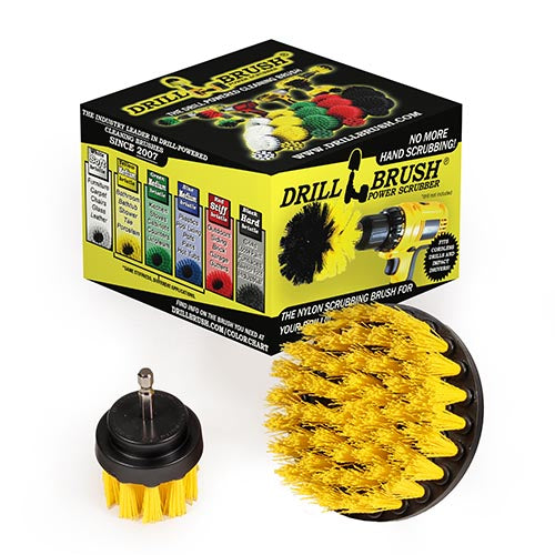 4in & 2in Yellow Brushes - Medium Bristles - Bathroom & Shower Cleaning | Y-S-42-QC-DB