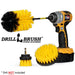 Drillbrush 42J-5X Medium Yellow Bathroom Brush Kit with an Original Jumbo brush in a 5 inch extension in a cordless drill.