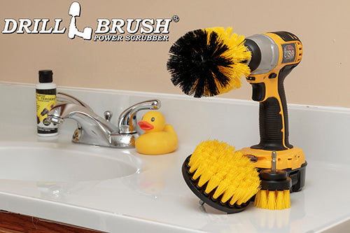 Original, 4in, & 2in Yellow Brushes - Medium Stiffness - Bathroom & Shower Cleaning | Y-S-42O-QC-DB