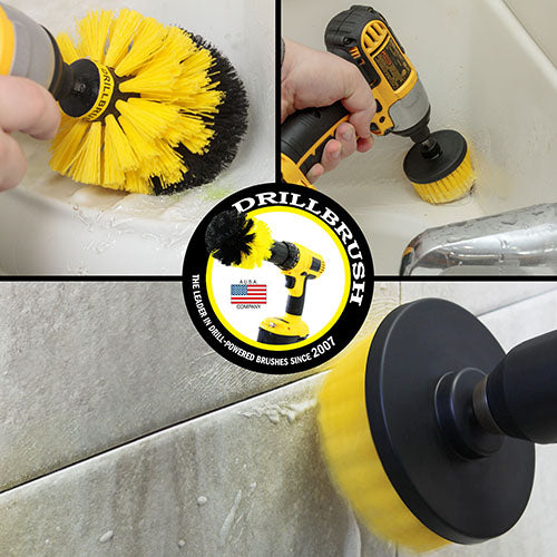 Original, 4in, and Corner Yellow Brushes - Medium Stiffness - Bathroom & Shower Cleaning | Y-S-4CO-QC-DB